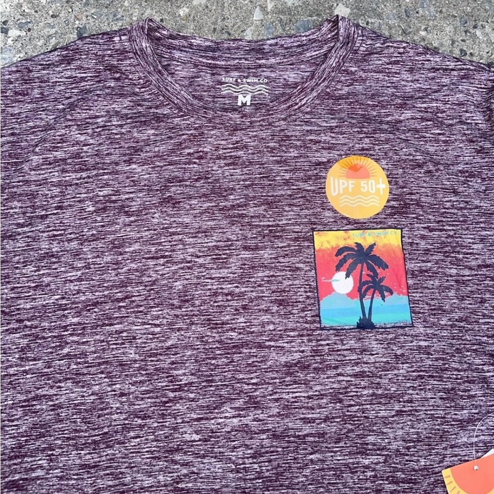 Surf & Swim Co UPF 50+ Long Sleeve Swim Tee Sky And Palms M NWT - Picture 2 of 10